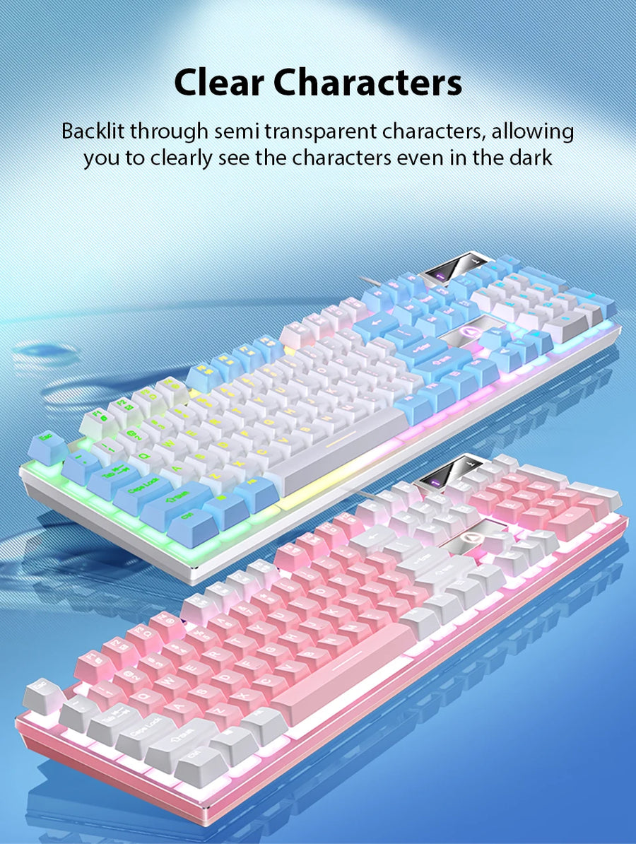 K500 Wired Keyboard Office Gaming Keyboard For Windows And IOS Computer Laptop 104 Keys Mechanical Sensation Membrane Keyboards