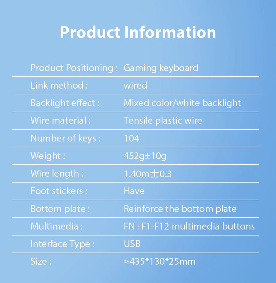 K500 Wired Keyboard Office Gaming Keyboard For Windows And IOS Computer Laptop 104 Keys Mechanical Sensation Membrane Keyboards