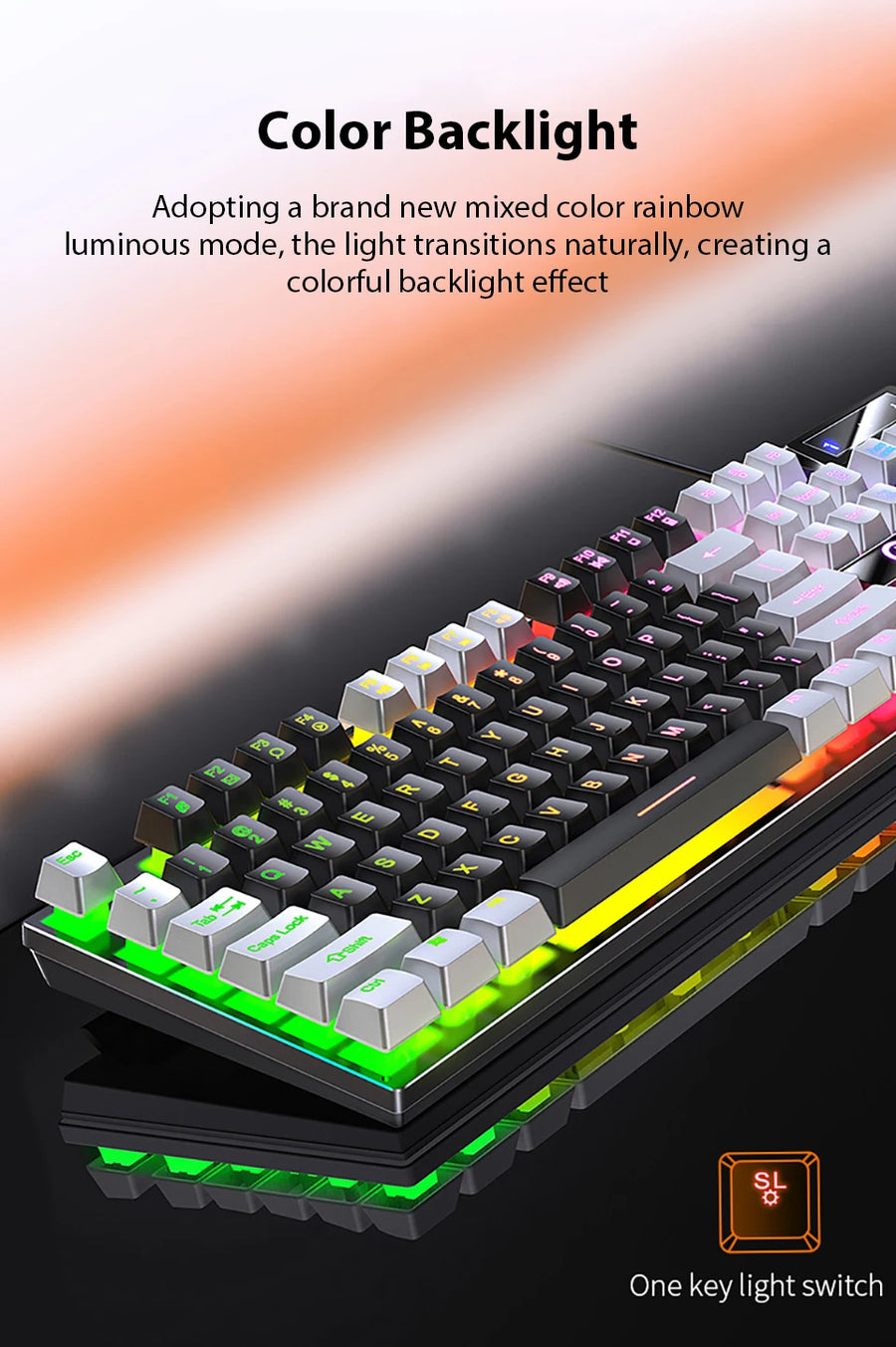 K500 Wired Keyboard Office Gaming Keyboard For Windows And IOS Computer Laptop 104 Keys Mechanical Sensation Membrane Keyboards